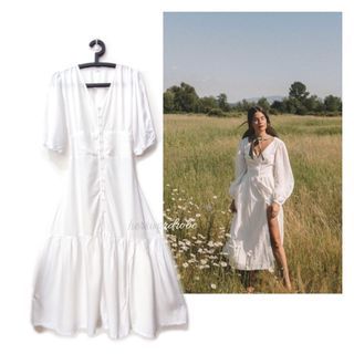 White midi flowy dress mirip Lolliestory