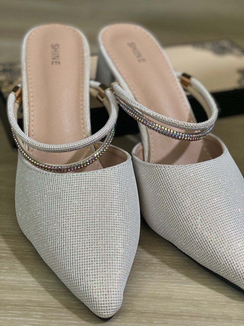 White Point Toe Mules Heels Women s Fashion Footwear Heels on