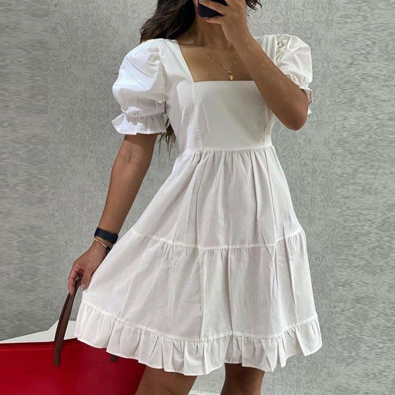 White summer dress with sleeves hotsell