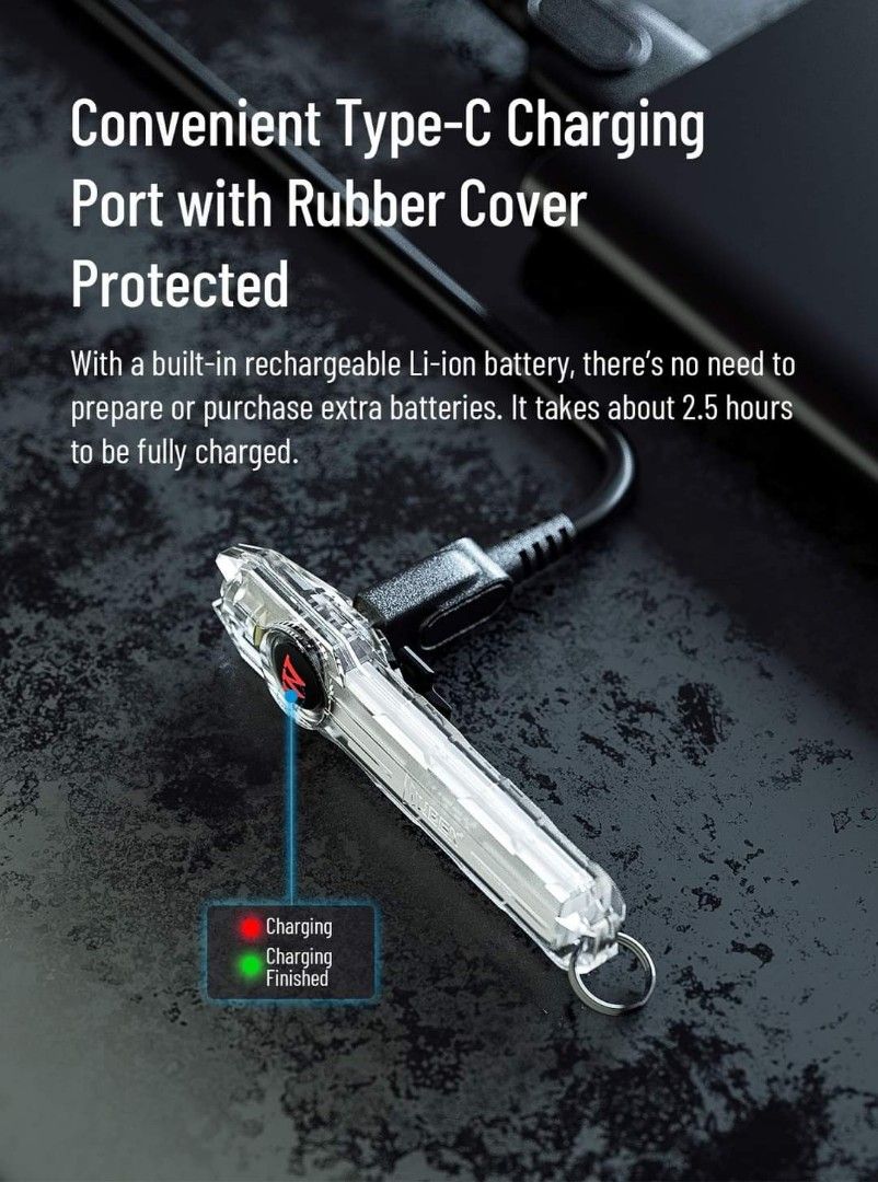Wuben G1 USB C Rechargeable Keychain Flashlight Sports Equipment
