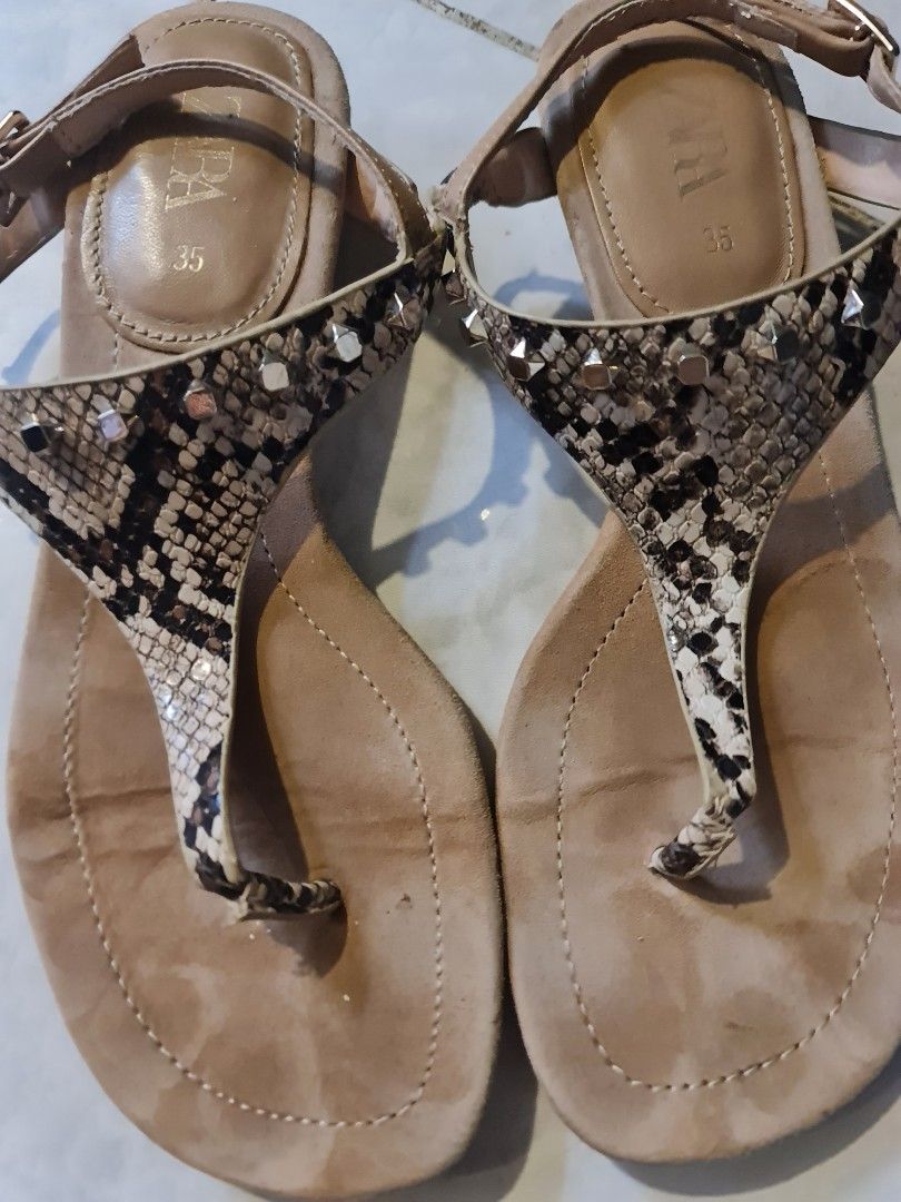Zara Leopard Flat Sandals
