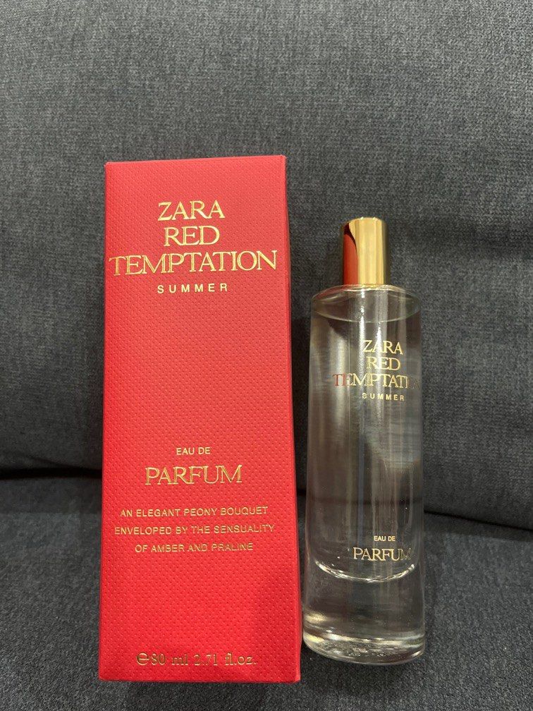 zara red temptation summer edition 30ml or 80ml (Category: Fragrance & Deodorants) located in Pasig City. Submitted by missclaud.essentials (Listing ID 1251521495, Image 1). Description: New Summer edition comes in 30ml or 80ml .