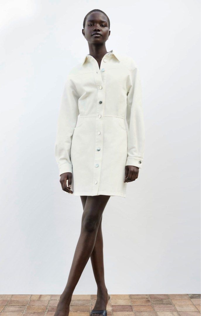 Zara white shop denim dress