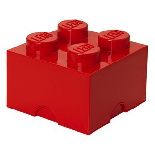 4 KNOBS LEGO Red Brick Storage Box Classic Lego Brick Organizer Small Toys Storage Kit Keeper Portable P1999