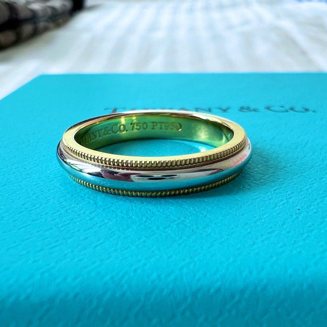 50 off retail T Co Milgrain Ring in Platinum Yellow Gold