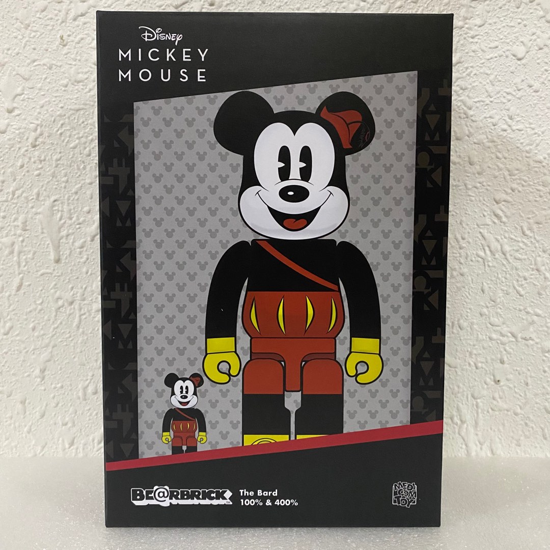 全新未開封迪斯尼bearbrick 400% 100% mickey mouse the bard 現貨