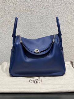 Replica Hermes Lindy Mini Bag In Blue Agate Clemence Leather PHW