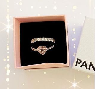💯 SALE💯 PANDORA ETERNITY ROW RING AND ELEVATED HEART RING TAKE ALL SET 1800