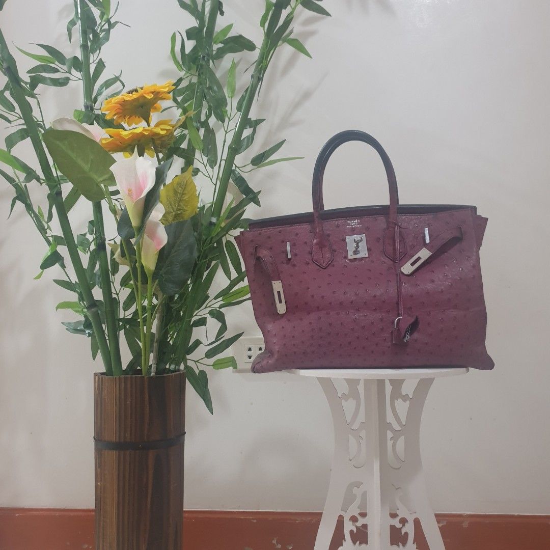 HERMES BIRKIN OSTRICH LEATHER PINK BAG, Luxury, Bags & Wallets on Carousell