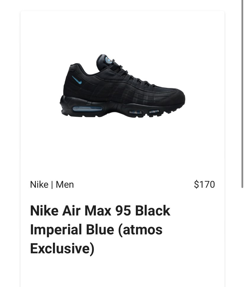 Airmax 95 Black Imperial Blue