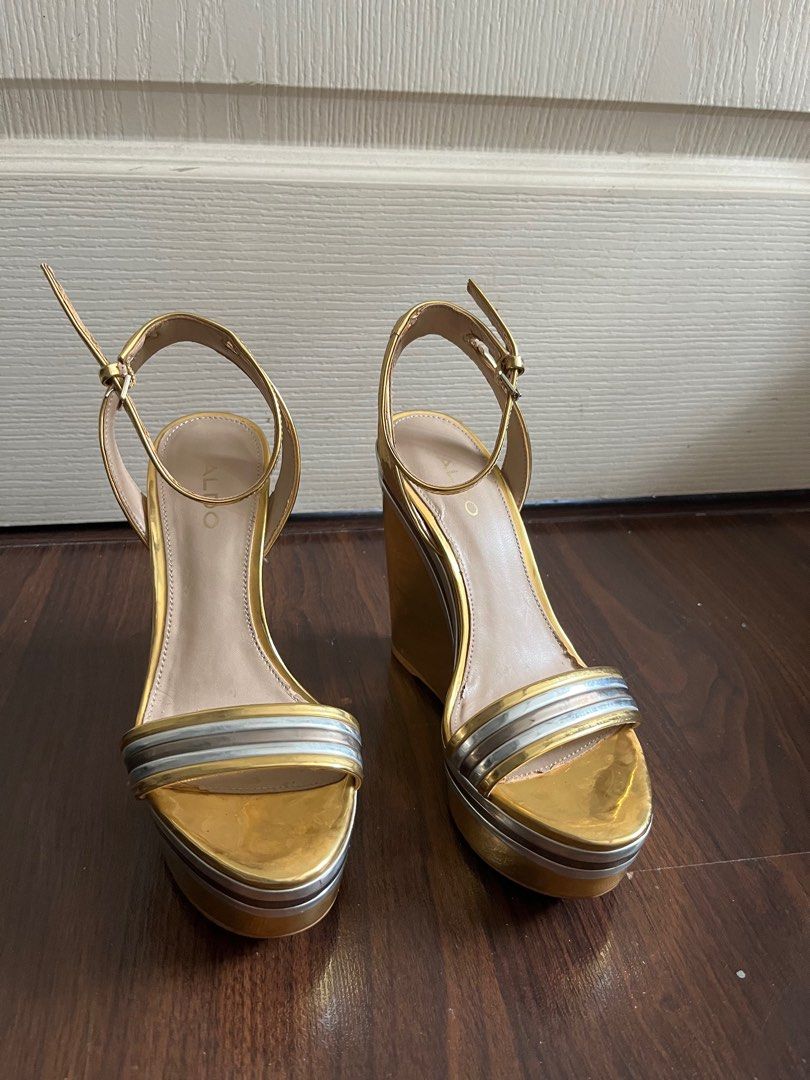 Aldo gold platform sandals online