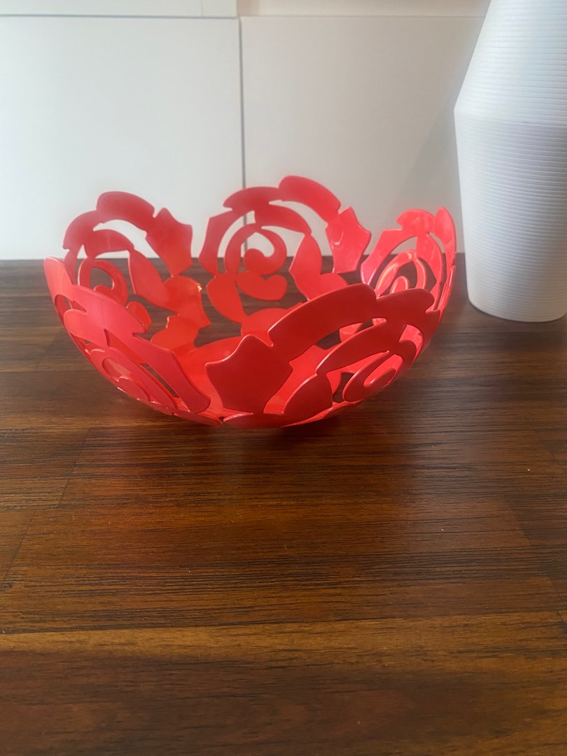 Alessi Fruit Bowl Red Stainless, Furniture & Home Living, Home Decor