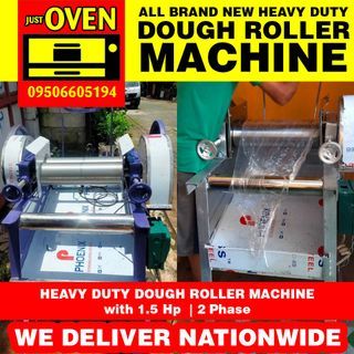 All Brand New Heavy Duty Dough Roller Machine with 1.5 Hp Machine 2 Phase also have Heavy Duty Gas Oven and other bakery