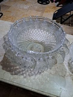 Antique crystal punch bowl