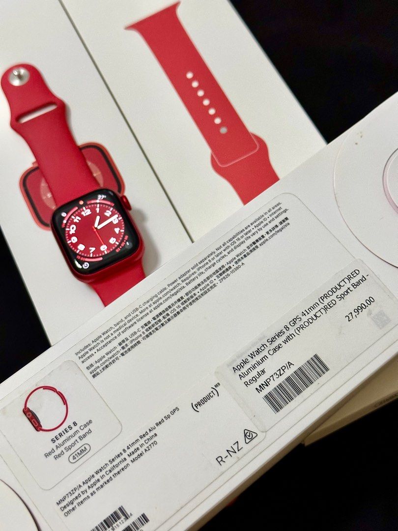Apple Watch Series 8 GPS 41mm (PRODUCT)RED Aluminum with (PRODUCT)RED Sport Band A2770