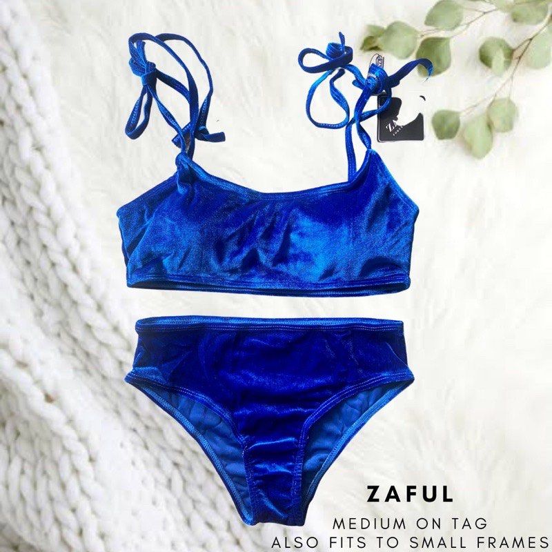 Zaful blue velvet bikini outlet