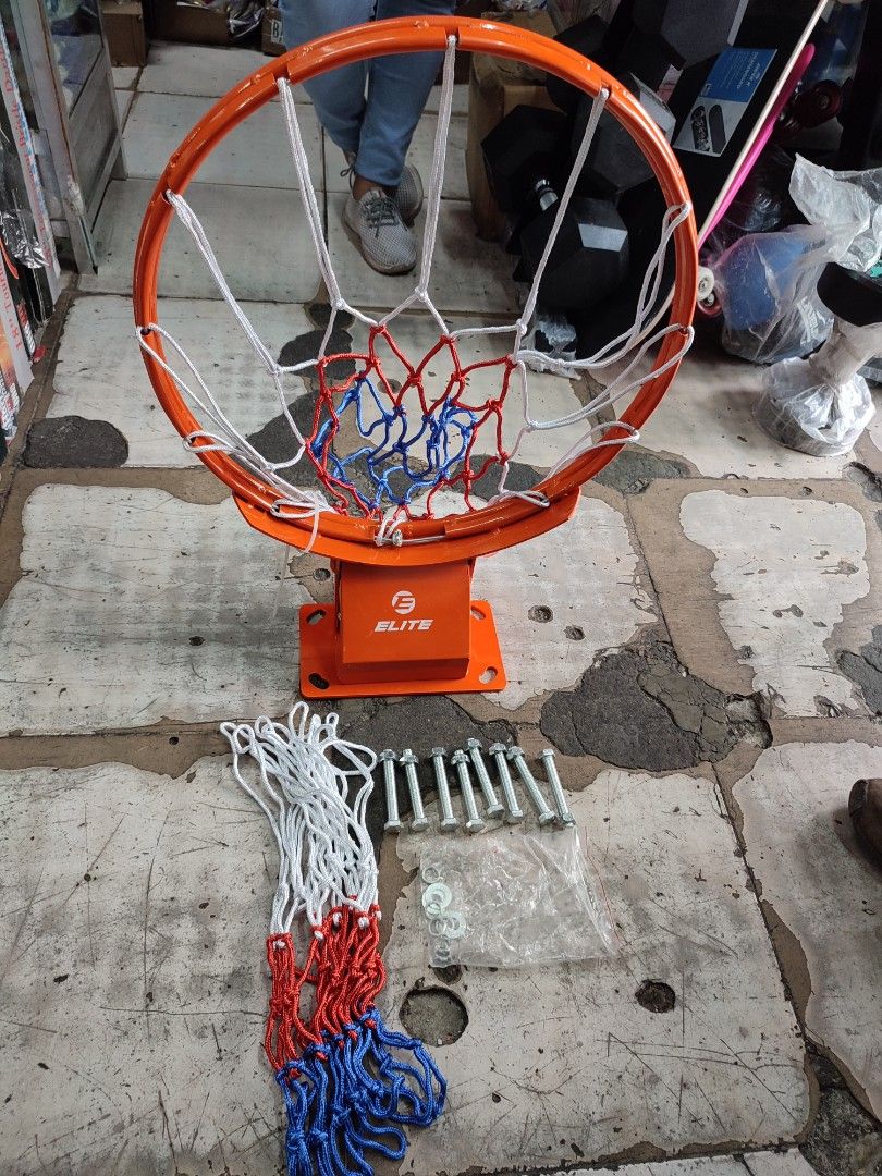 Basketball Ring Elite (Category: Other Sports Equipment and Supplies) located in Manila. Submitted by min_yoongi (Listing ID 1251659973, Image 1). Description: Available ✓ Basketball Ring ELITE • Inclusions - 2 pcs Net (3color) - 8 pcs Bolts Pm for inquiries..