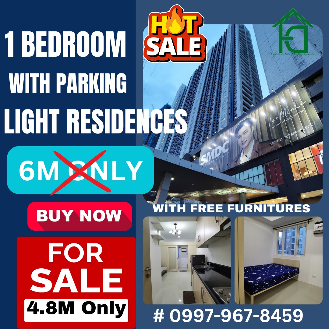 Below Market Value! Furnished 1BR with Parking in SMDC Light Boni