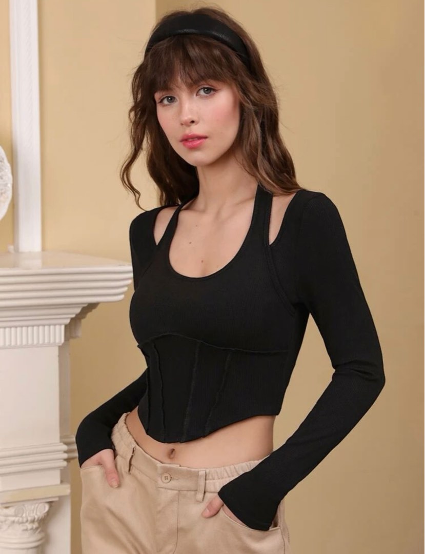 Halter Slim Fit Long Sleeve Top main image 1