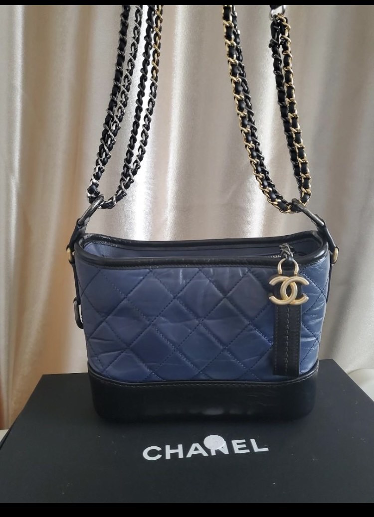 Chanel gabrielle bag blue black discount