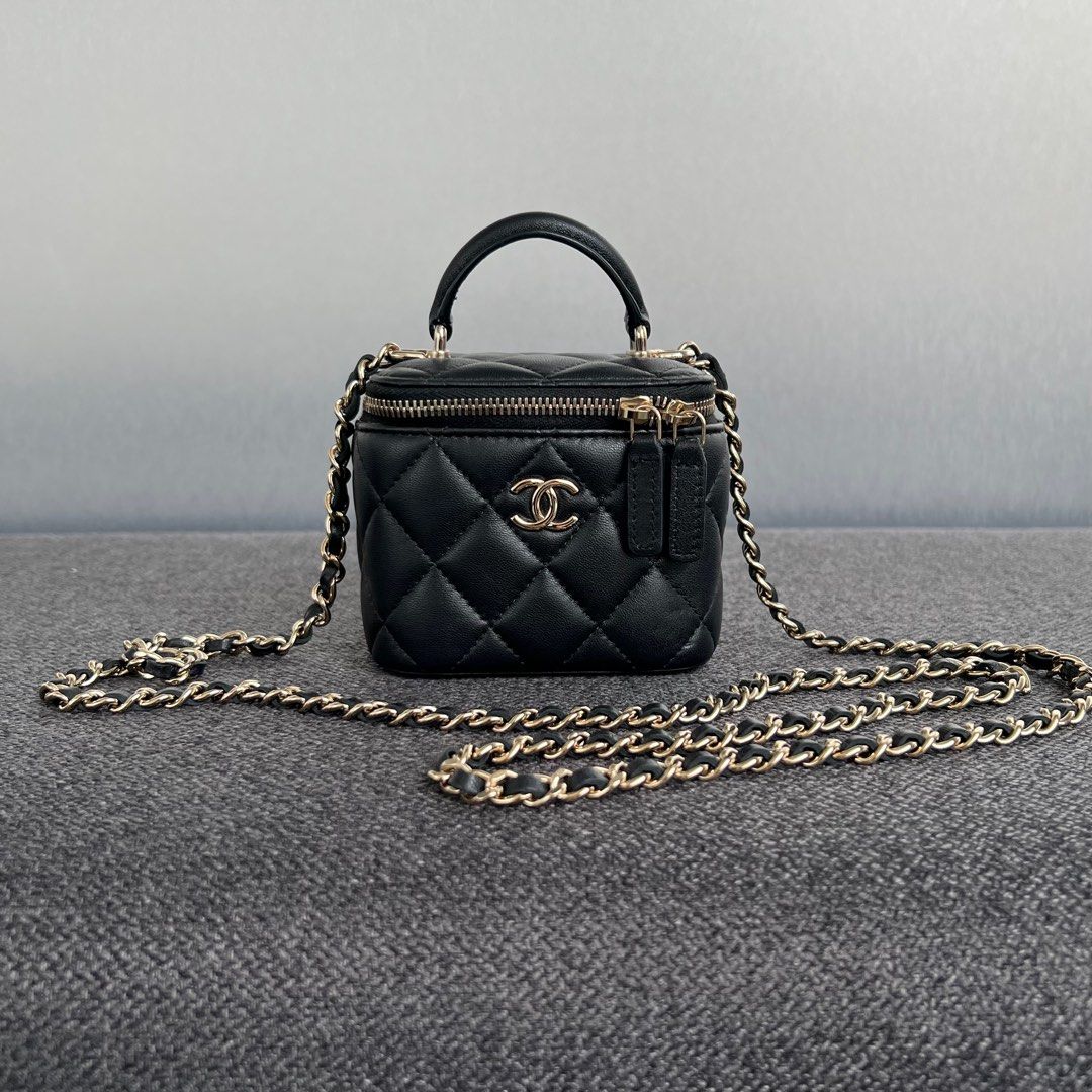 Chanel Mini Vanity Handle Lambskin Black / Lghw, Luxury, Bags & Wallets on  Carousell