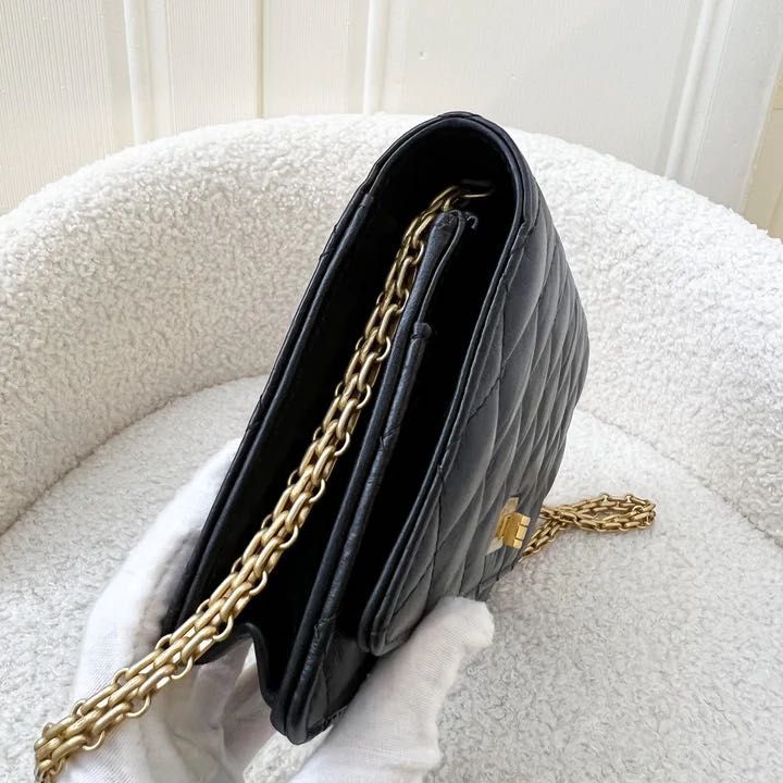 Chanel Reissue Wallet on Chain WOC in Black Distressed Calfskin AGHW