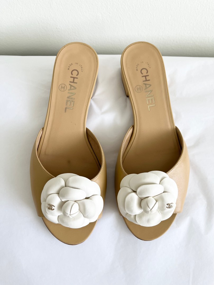 Chanel new arrivals nude mules