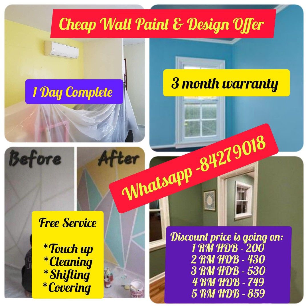 Cheap Wall Paint & Design Offer !! 10 years experienced worker HDB 