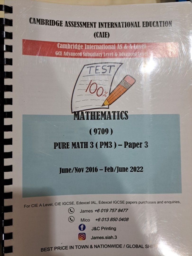 CIE A levels Pure Maths 3 past year papers, Hobbies & Toys, Books