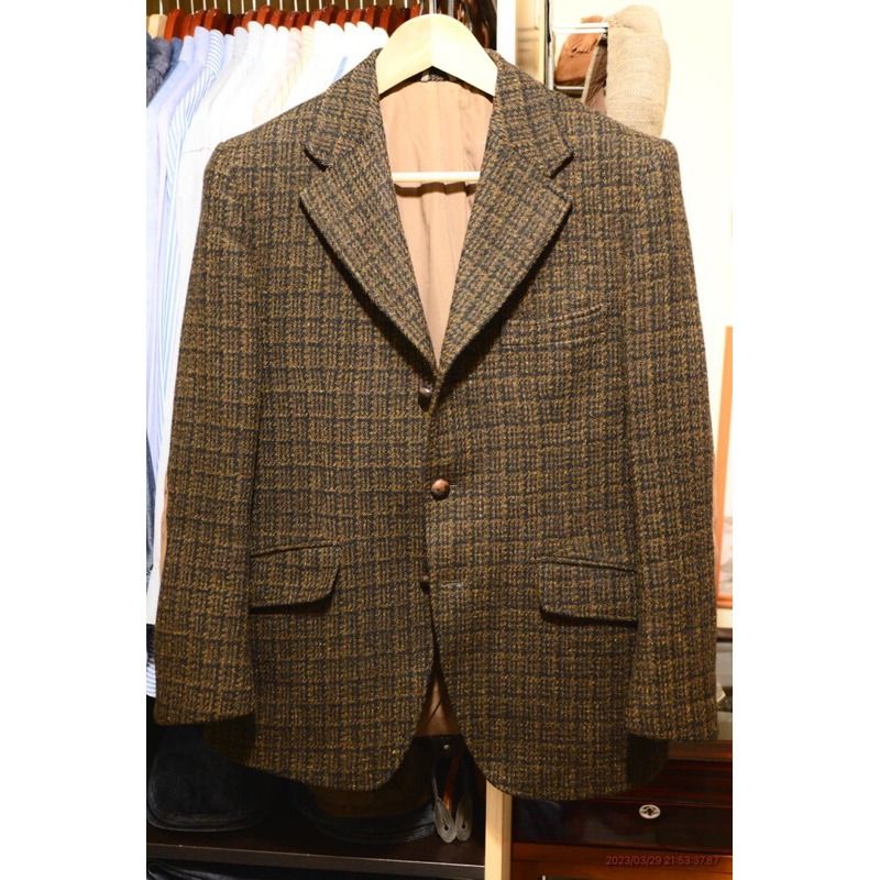 design circle for john collier Harris Tweed Hacking jacket 70's vintage 獵裝  古著