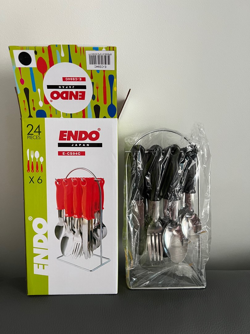 ENDO 24pc Cutlery Set / Black, Furniture & Home Living, Kitchenware & Tableware, Dinnerware