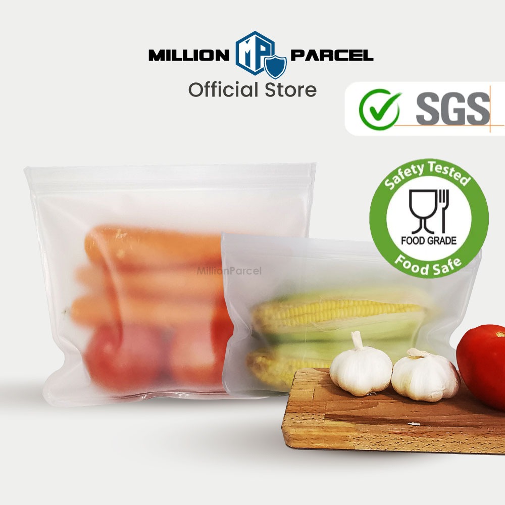 4pcs Thick Silicone Food Storage Bag Eva Fresh Food Preservation Bag  Reusable Leakproof Freezer Bag Sealed Bags Washable Fruits Bag