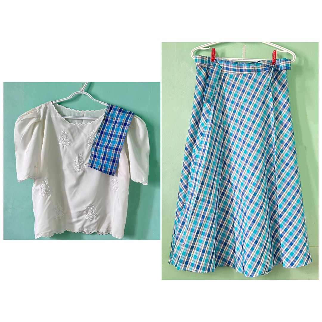 Blue Filipiniana Top and Skirt Set main image 0