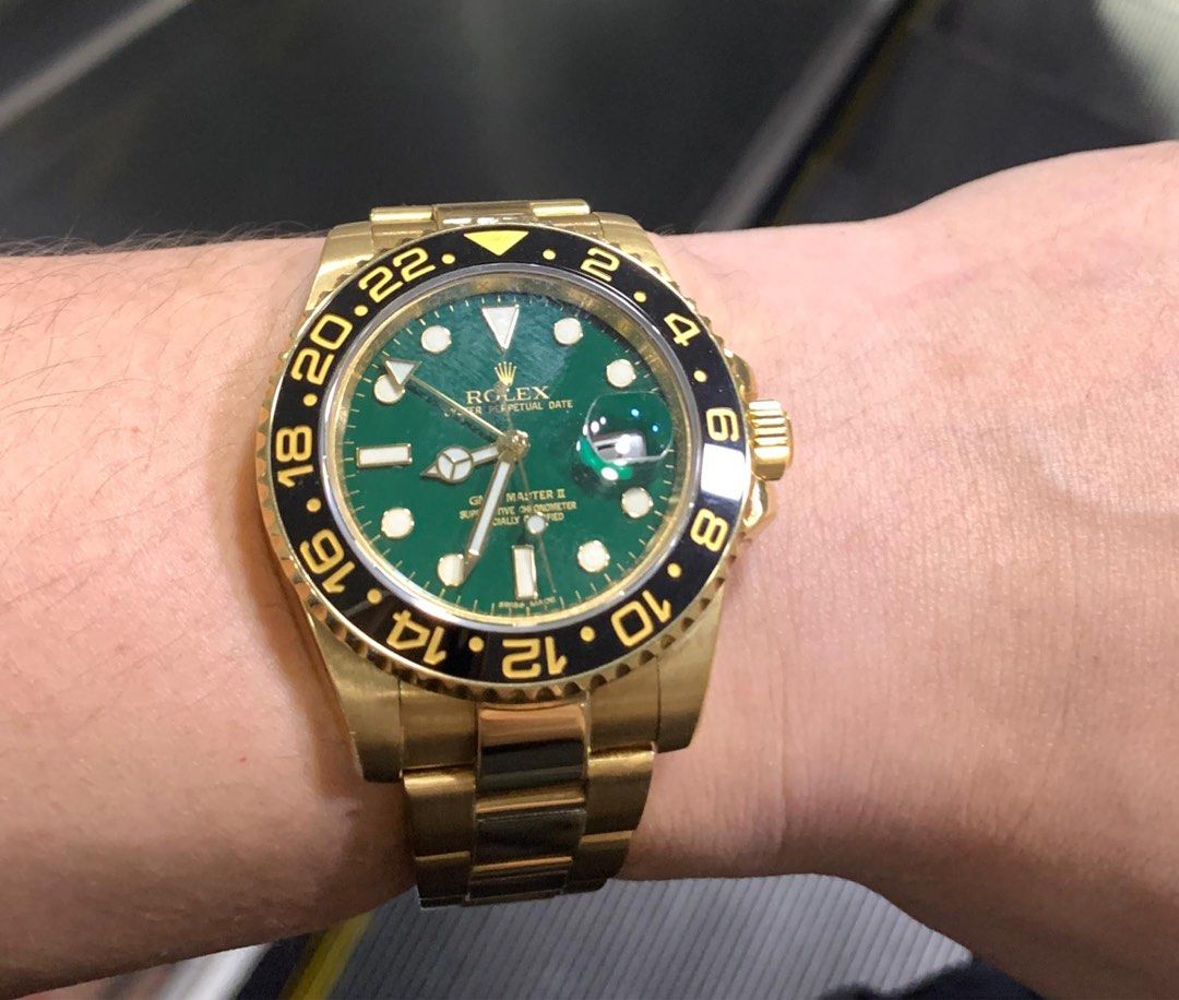 Gold gmt green clearance dial