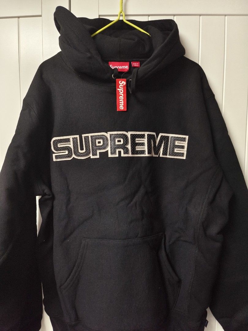 Perforated leather deals hooded sweatshirt
