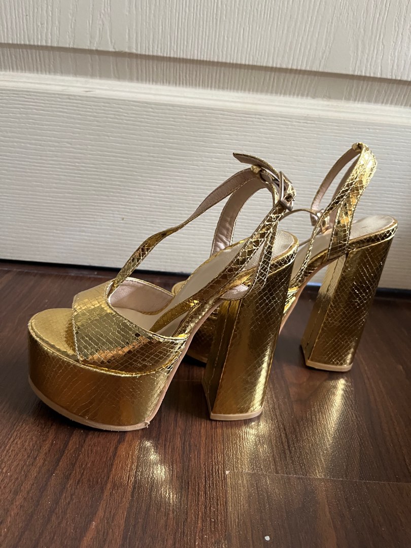 Gold chunky high heels cheap