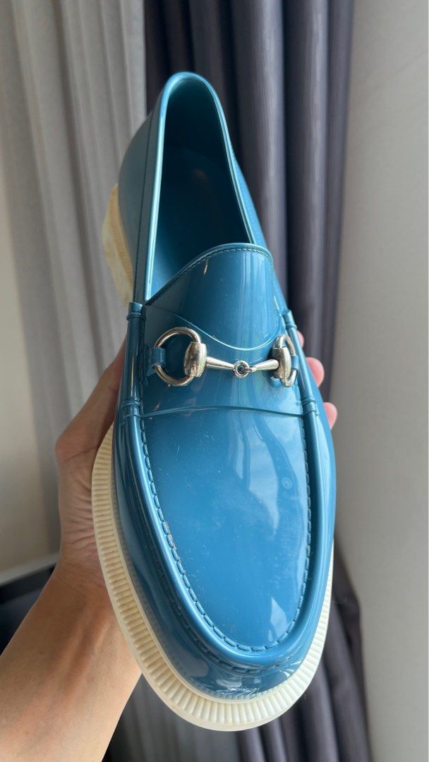 Gucci Horsebit Loafer in Blue white Rubber Authentic