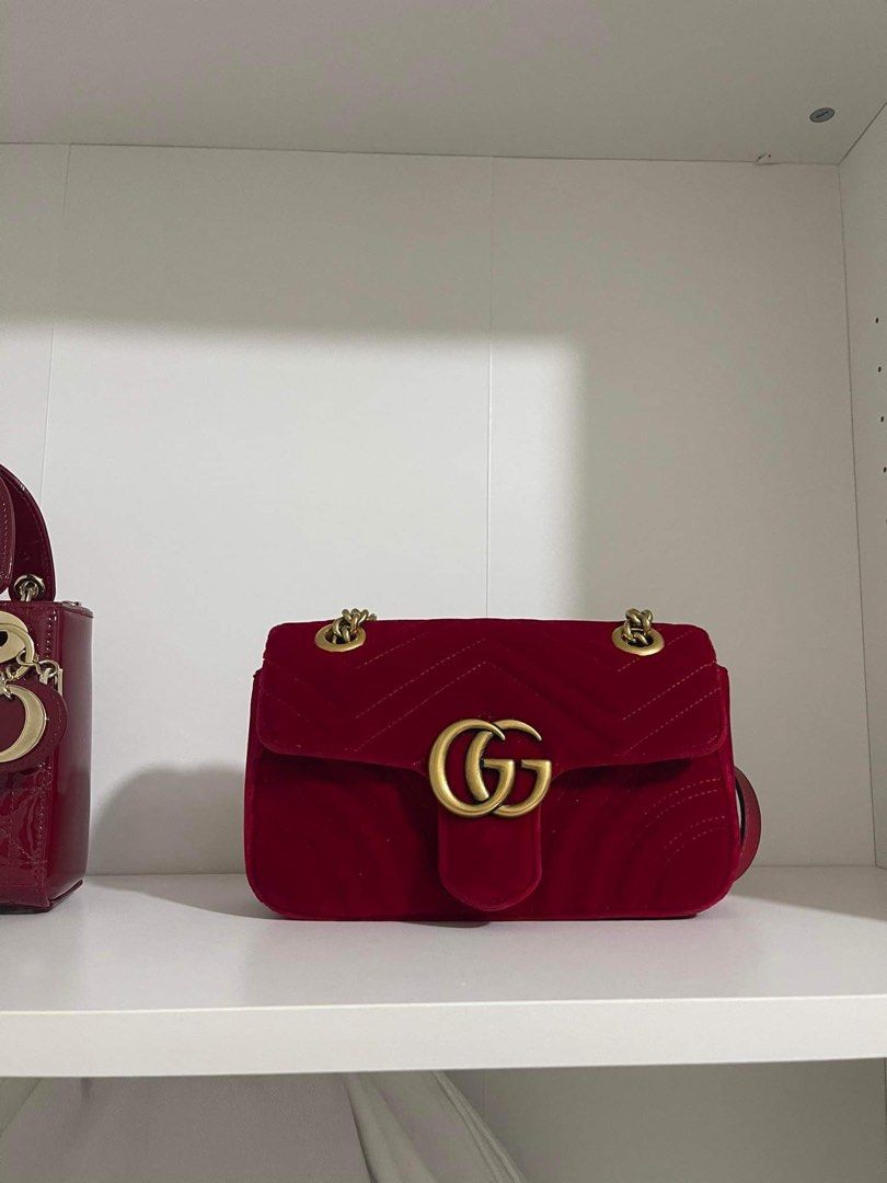 Gucci marmont mini red velvet sales