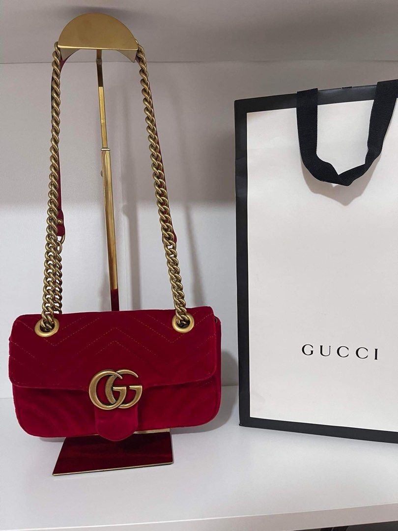 Gucci bag velvet red sale