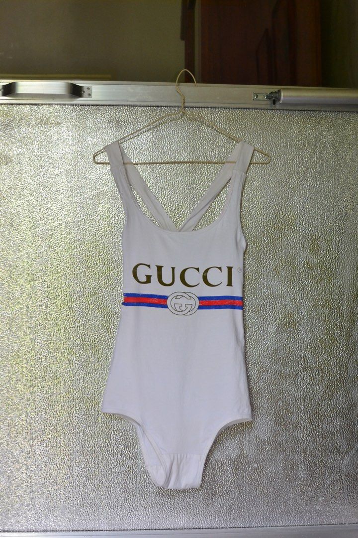 Gucci one piece swimsuit white hotsell