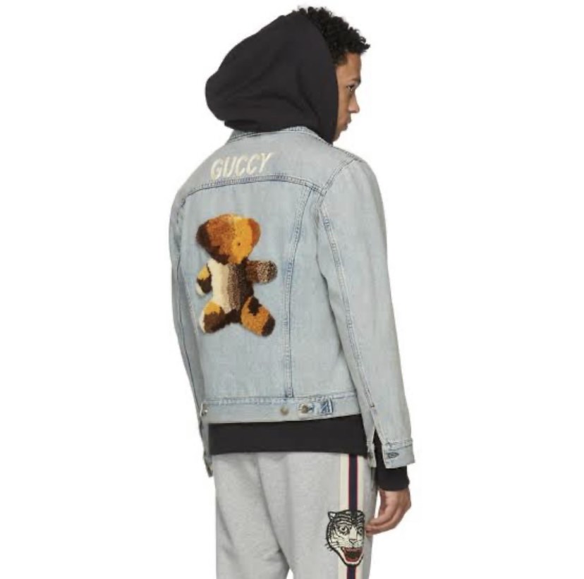 Gucci denim jacket bear sales