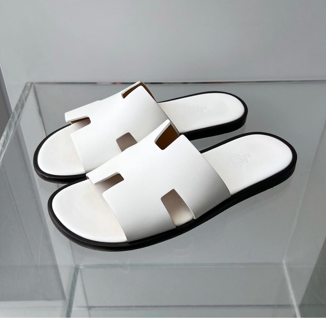Hermes white slides sales