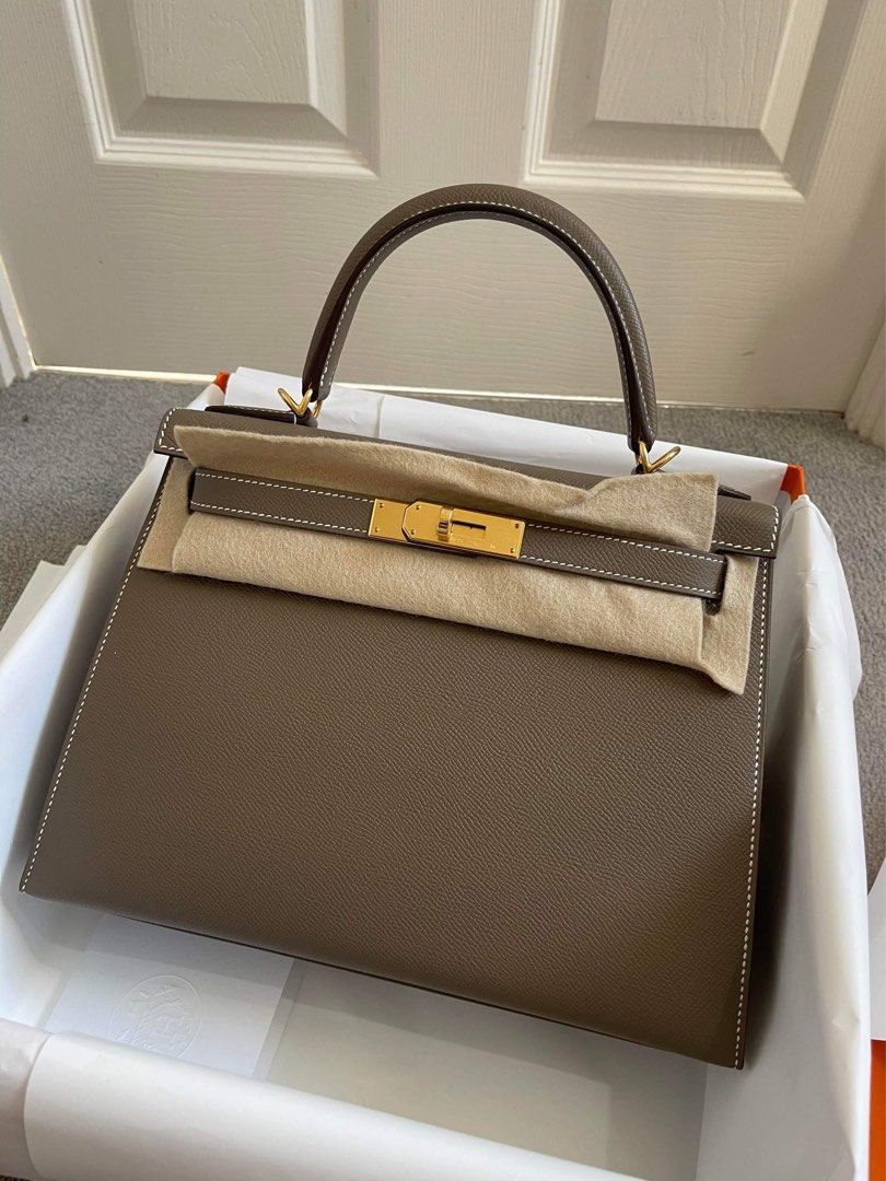 ❌SOLD❌ 💵14,599 HERMES Kelly 28 etoupe 2018 C stamp Epsom sellier very good  condition Has long strap No lock/key No box/dust bag Comes…
