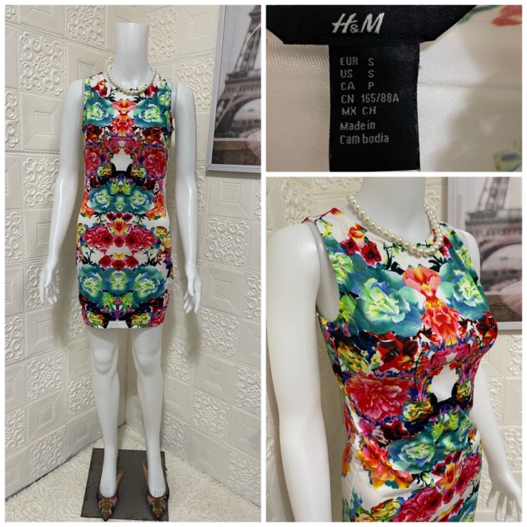 H&M Printed Fitted Dress, Women's Fashion, Dresses & Sets, Dresses on  Carousell