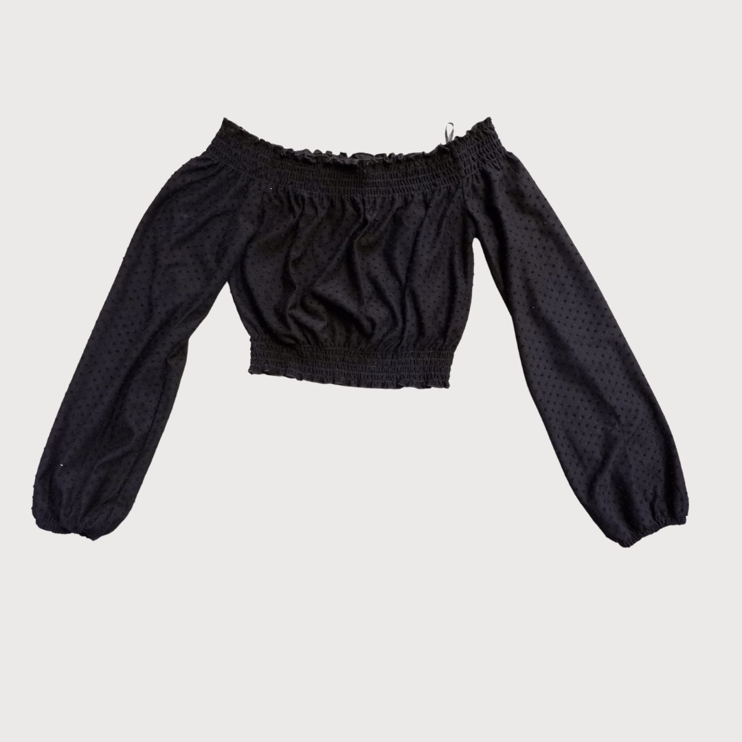 HQ H&M OFF-SHOULDER BLACK LONG SLEEVES on Carousell