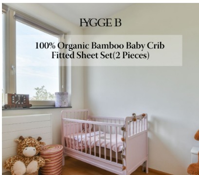HyggeB 100 Organic Bamboo Baby Crib Fitted Sheet Set 2 Pieces
