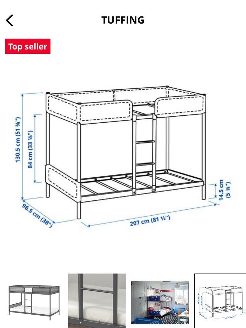 IKEA Tuffing bunk bed NO mattress, Furniture & Home Living, Furniture