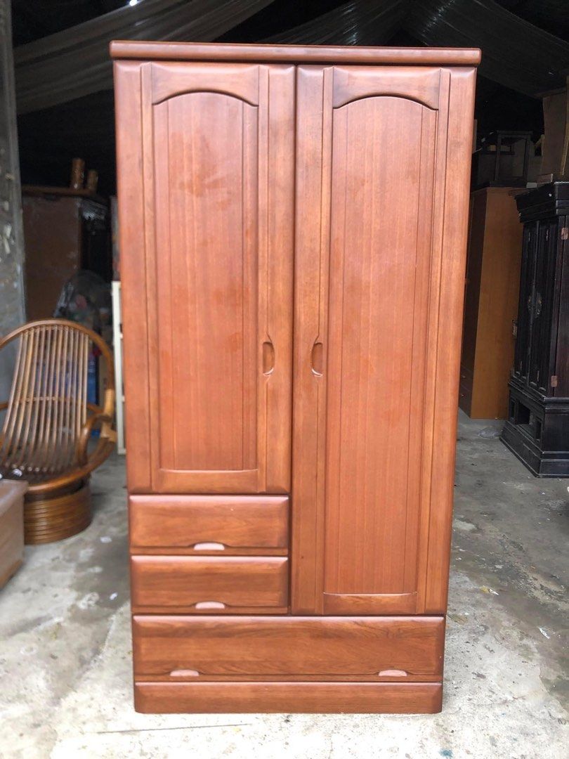 ‼️JAPAN FURNITURE SOLID WOOD 2DOOR CLOSET WITH DRAWERS IN GOOD