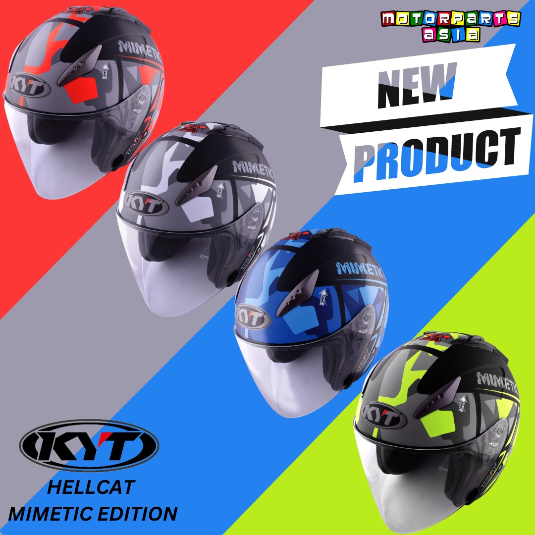 KYT Hellcat Mimetic Matte helmet designs, Motorcycles, Motorcycle