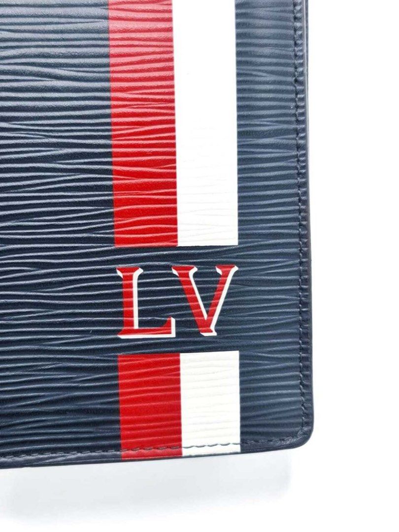 Louis Vuitton Navy Blue Epi Leather Stripes Brazza Wallet